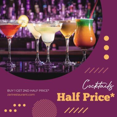 Half Price Cocktails at Zari
